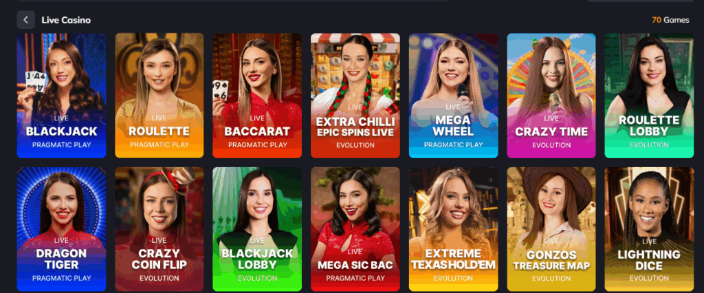 Vegastars table games