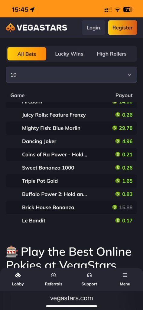Vegastars App